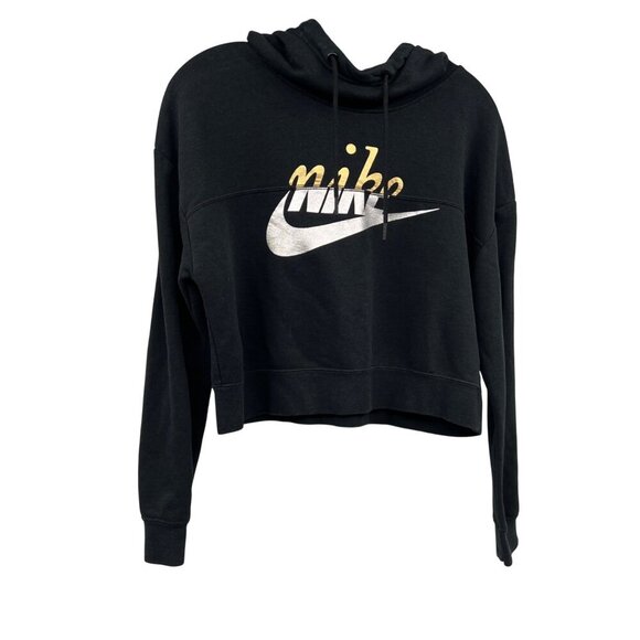 Nike Tops - Nike Womens Cropped Hoodie Logo Black/Multi Size XS
